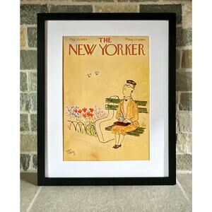 Framed 1964 The New Yorker Magazine May 23 William Steig Park Bench
